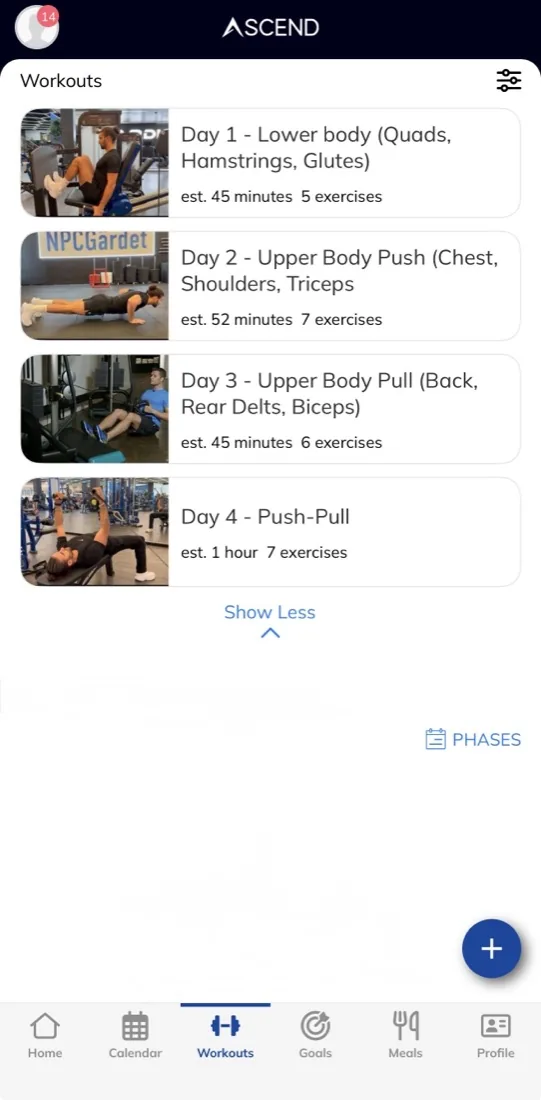Personalised workout plan